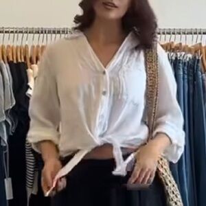 Meo Meli Linen Front Tie Top